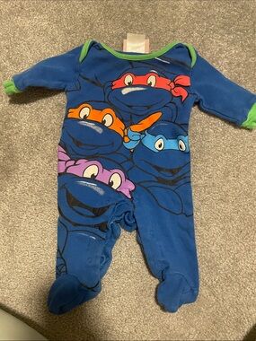 Nickelodeon Blue TMNT Footed One-Piece with Multicolor Masks